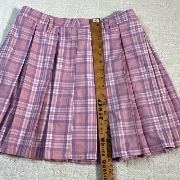 Sweet Society pink purple plaid pleated mini skirt from Hot Topic M - Picture 2 of 7